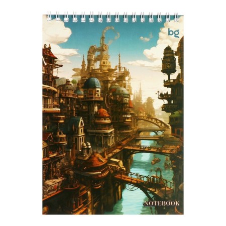 Notepad A5, 40 sheets in a cage on the crest "steampunk", cover covering cardboard, mix-4