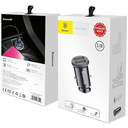 Car charger Baseus, 2USB, 3.1 A, black-4