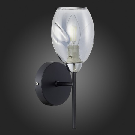 Wall lamp EVOLUCE. Sle155511-01. Gloa. 1x40 W, E14, 13x28 cm, black color, chrome-4
