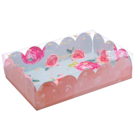 Cookie box, confectionery packaging with PVC lid, “your dreams”, 20 x 30 x 8 cm