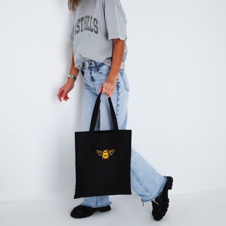 Textile chover with embroidery Bee, 40x35 cm, black-12