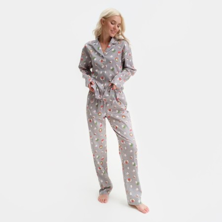 Pajama New Year's Women's kaftan bunny, gray color, size 40-42-5