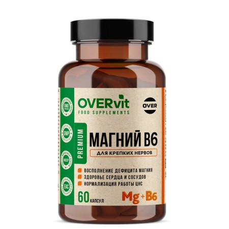 Magnesium + B6 OVERVIT, 60 capsules