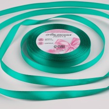 Satin tape, 10 mm × 23 ± 1 m, turquoise color No. 54