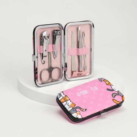 Manicure set "Nice Day", 6 items, in case, pink color