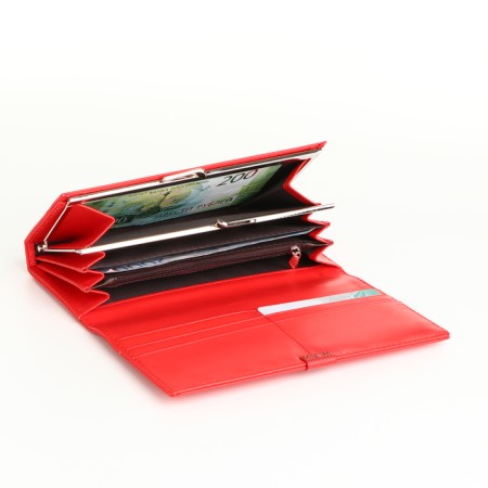 Women's wallet on magnets, red color-3