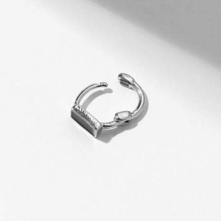 Piercing in the ear (Helix) "Geometry" rectangle, d = 10 mm, black color in silver-1