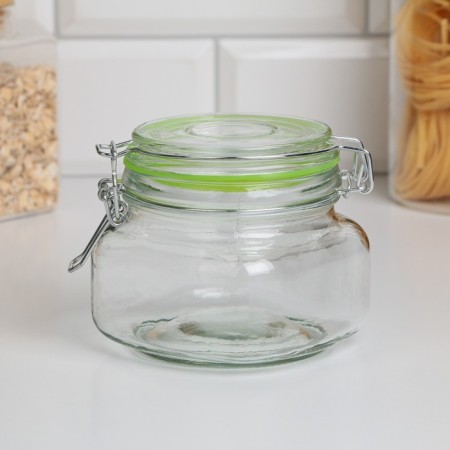 Glass Bank for bulk products with Rainbow Buggel Castle, 500 ml, 11 × 10 cm, Mix color-1
