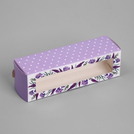 Box for Makarun, confectionery packaging "Lavender", 18 x 5.5 x 5.5 cm-1