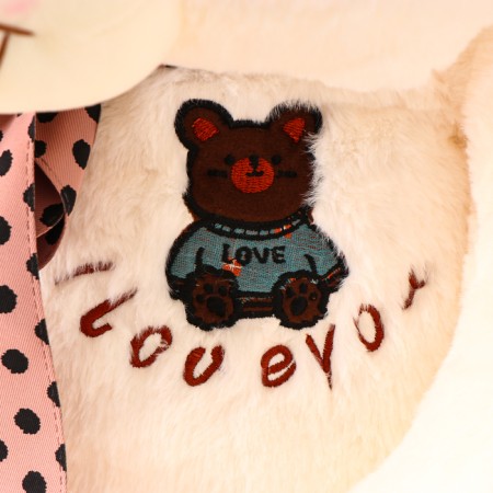 Soft toy "Bear", with a bow in polka dots, 100 cm, white color-3