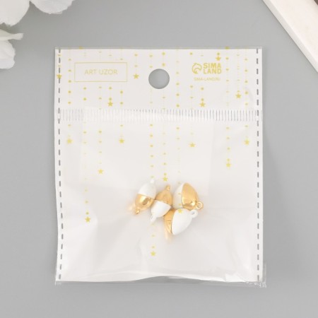 Magnetic metal lock "heart" gold and white 2 pcs 1.2x1.2 cm-3