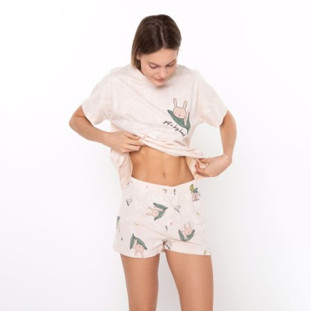 Female homemade set (T -shirt/shorts), beige color, size 50-2