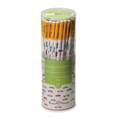 Chernographic pencil 2.0 mm Happy Graphix "multi -colored machines", hv, three -sided-1