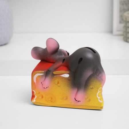 Piggy bank "Mouse on cheese" 15cm-2