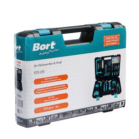 Набор ручного инструмента Bort BTK-100, сталь CrV, 100 предметов в чемодане-3