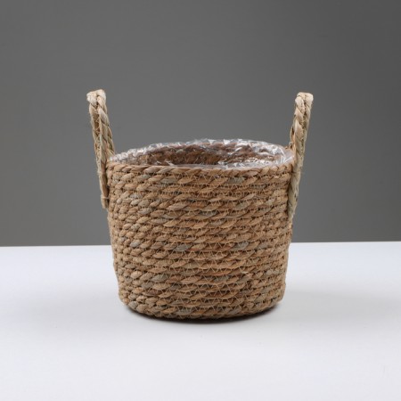 Kashpo wicker "Kenya" cylinder with handles, 17.5x17.5x16 cm, natural