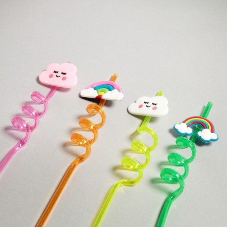 Pipe for cocktail "Clouds and Rainbow" set 4 pcs, color mix-1