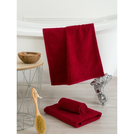 Terry towel Bio-Textiles "Ring", without a border, 360 grams, size 50x90 cm, burgundy color