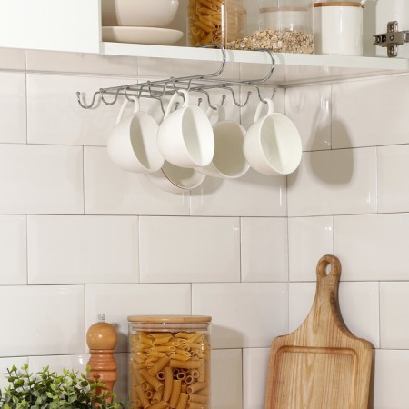 Holder for mugs for 10 objects of a share, suspended, 27.5 × 18 × 6.5 cm, chrome color-2
