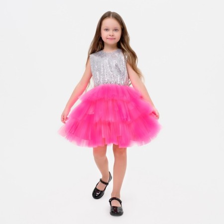 New Year. Children's dress with sequins KAFTAN, p. 32 (110-116), bright pink-4