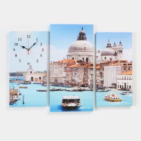 Carty clock is wall-mounted, modular "Venice", silent, 60 x 80 cm, triptych