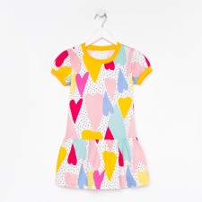 Dress for girls, white color/hearts, height 92 cm