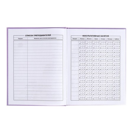School diary for grades 1-11, "lilac", covered paper cover, hard binding cardboard 7BC, matte lamination, universal cheat sheet, 48 sheets, block 65g/m2-4