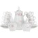 Coffee service 6/9 BERNADOTTE, decor "Pale roses, platinum layering", 15 items
