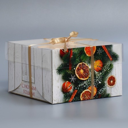 Capcake box "needles, cinnamon, orange", 16 x 16 x 10 cm, new year-3