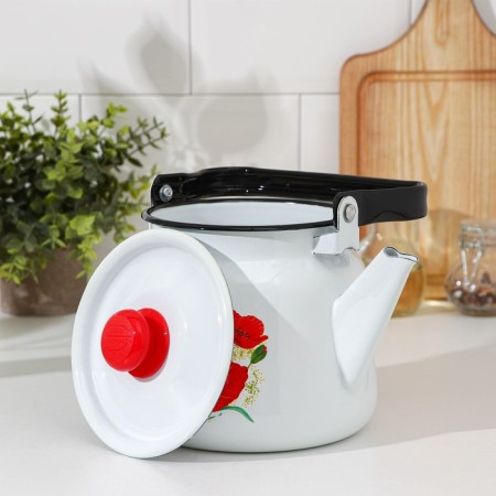 Maki kettle, 2.3 l, enameled cover, induction, white color-1