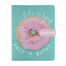Дневник иск кожа 1-11кл 48л DONUT, магн хлястик, ляссе, 10-158/46