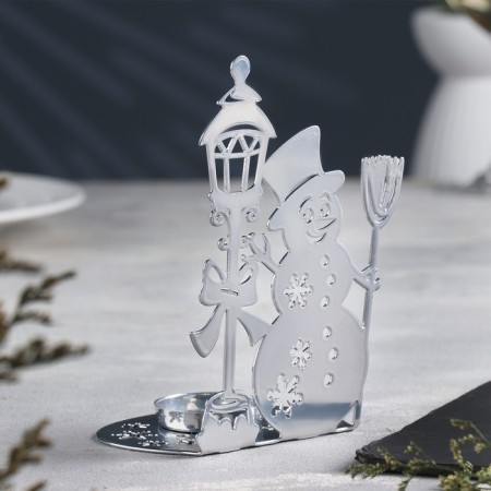 Snowman Snowman Metal for one candle, 7.5x10.7x15 cm, chrome-2