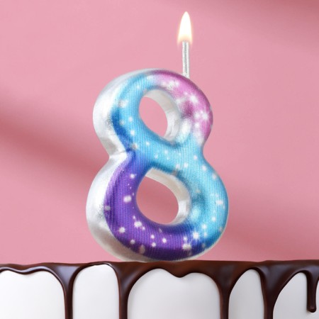 Candle for cake the number "8", space, 5.5 cm, 16 minutes
