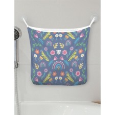 Organizer in a bath on suction cups “Flowers and Rainbow”, for storing toys and trifles, size 33x39 cm