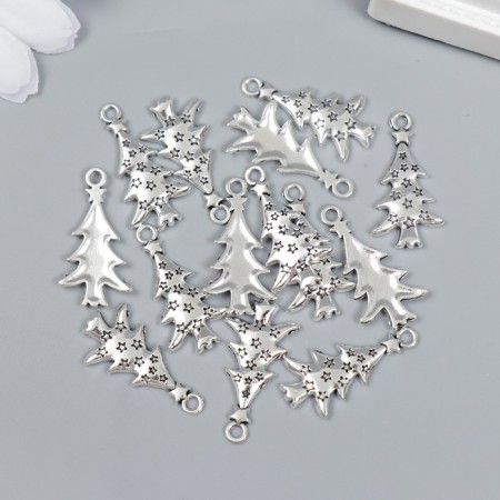 Decor for creativity Metal "Christmas tree with stars" silver 2.7x1.4 cm-2