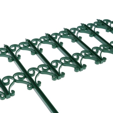 Decorative fence, 25 × 180 cm, 5 sections, plastic, green, "classics"-9