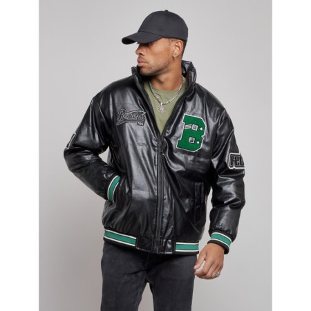 Eco -leather jacket men, size 48, black color-5