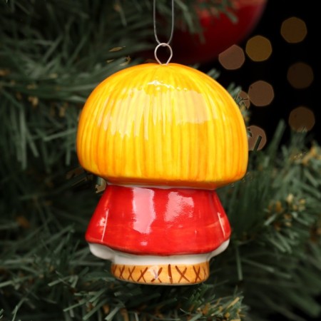 Christmas tree toy "Kuzya Domestenok", fastening loop, 9 cm, porcelain-1