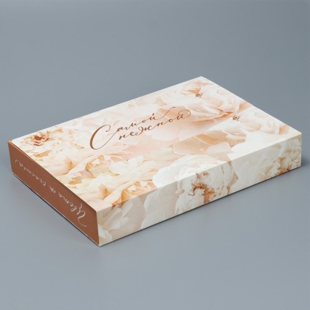 Box a gift folding envelope, packaging, “delicate peonies”, 31 x 22 x 5 cm-2