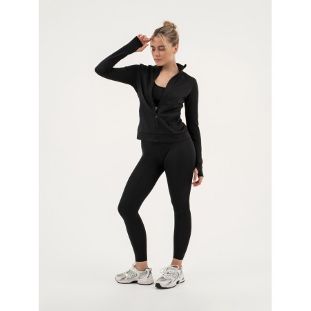 Longslit female Resport, on a zipper, p. 44, the color is black, basic, with a long sleeve-4
