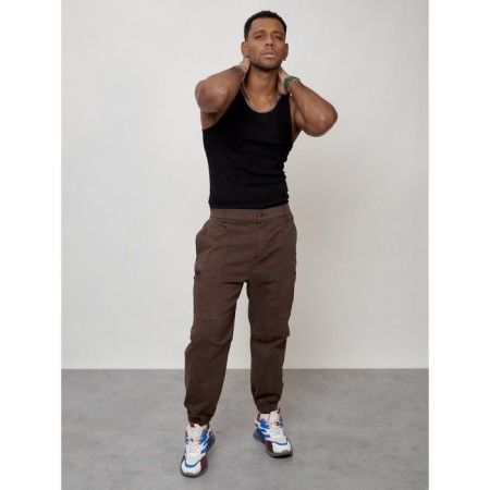 Cargo jeans men, size 44, brown color-10