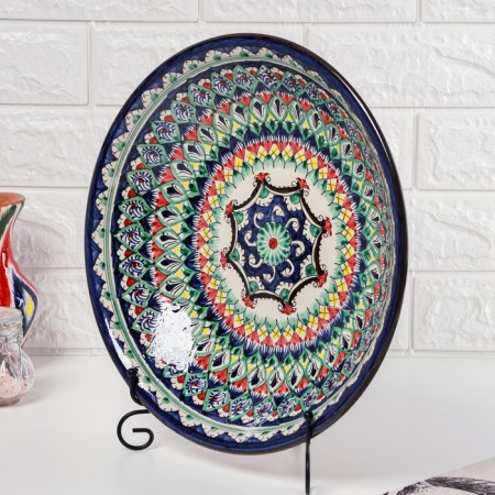 Largan Rishtan ceramics "Patterns", 33 cm, deep, blue-2