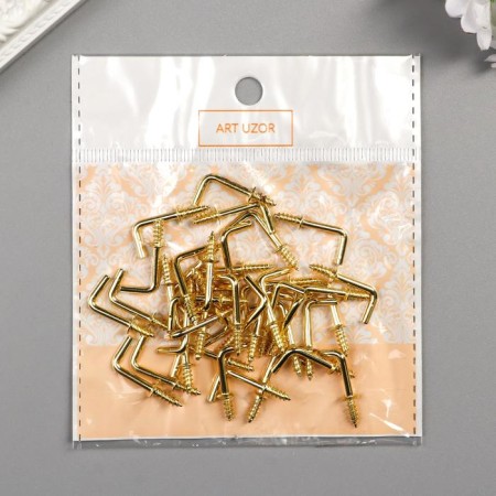 Metal hook (set 40 pcs) gold 2.5x0.5 cm-3