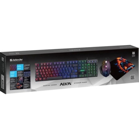 The Keyboard set Mouse and the Defender Alion GS-987 RU, wire, membranes, 2400DPI, USB, black-1