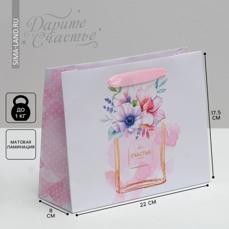 Gift Laminated horizontal package, packaging, "Happiness", 22 x 17.5 x 8 cm