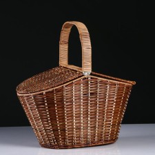 Picnic basket, with a double cover, reinforced, 37 × 25 × 28, rattan