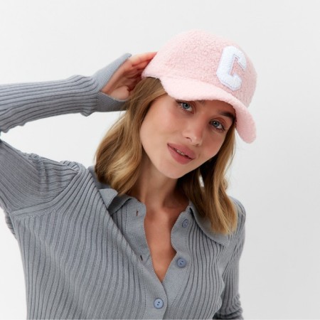 Basebolka Women's warm minku lamb, size 56-58, pink color