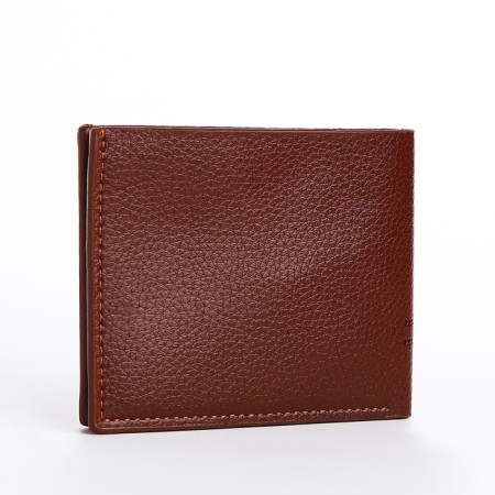 Male purse without a fastener, department for bills, for maps, color light brown-1