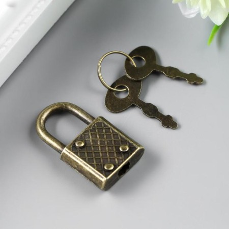 Lack with a key for the casket metal set 5 pcs C286 bronze 3.1x1.7 cm