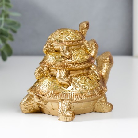 Souvenir Polystone "Pyramid from Turtles" Gold 11.5x9.5x14.5 cm-3